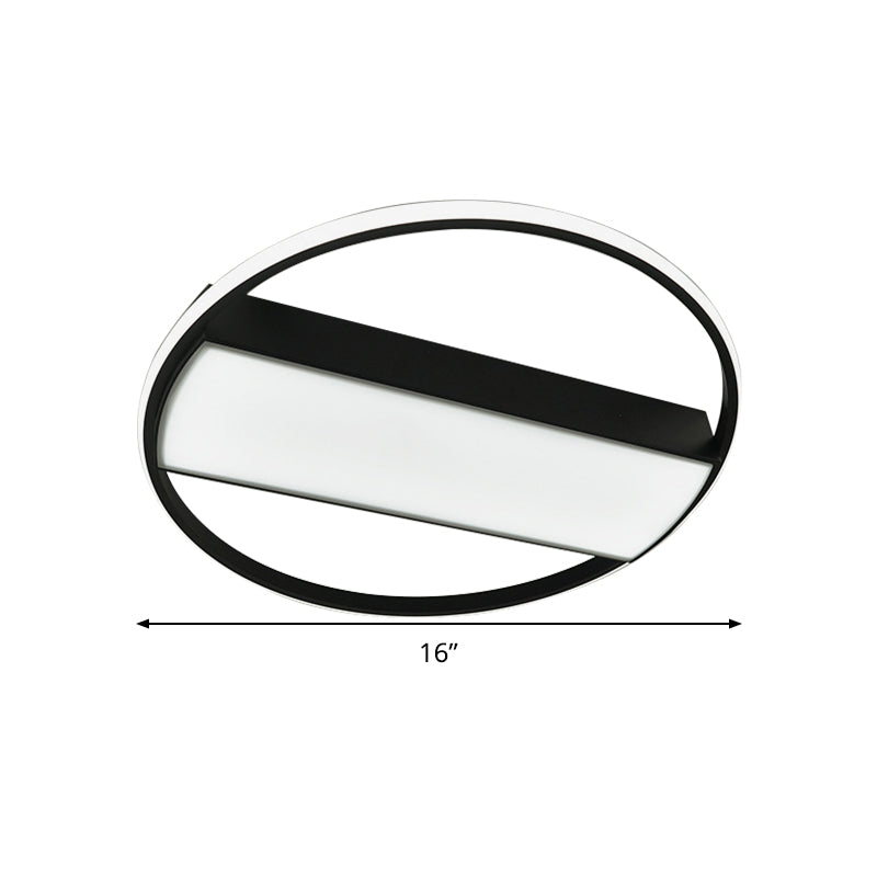 Modern Acrylic Led Ceiling Light For Stairway - Rectangle Flush Mount In Black Or White 16-24’ Wide
