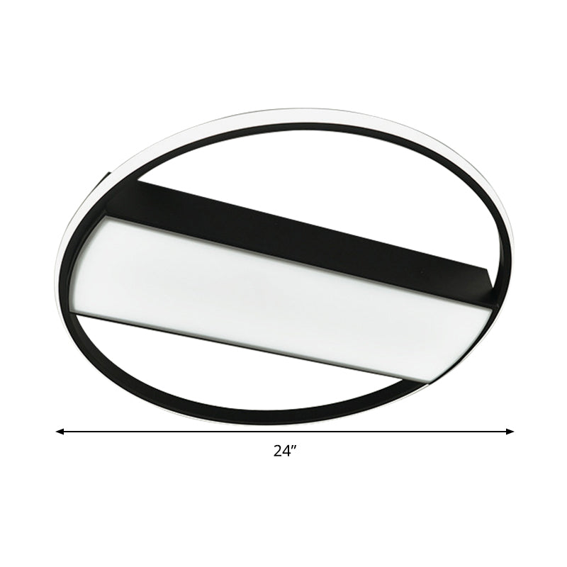 Modern Acrylic Led Ceiling Light For Stairway - Rectangle Flush Mount In Black Or White 16-24’ Wide