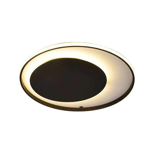 Black Circle Ceiling Lamp - Simple Style Acrylic 18’/23.5’ Wide Led Flush Mount Lighting