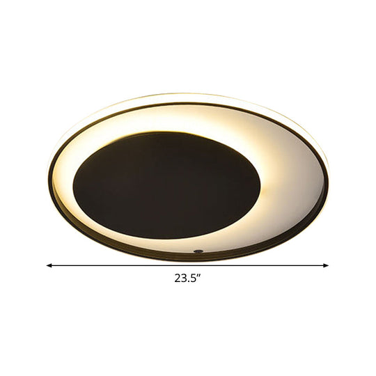 Black Circle Ceiling Lamp - Simple Style Acrylic 18/23.5 Wide Led Flush Mount Lighting Warm/White
