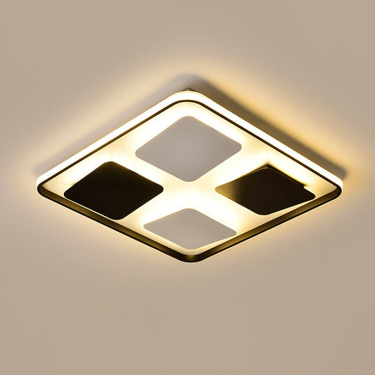 Modern Led Ceiling Light With Black & White Acrylic Shade - Warm/White Black-White / Square