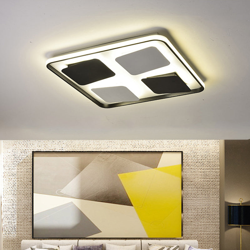 Modern Led Ceiling Light With Black & White Acrylic Shade - Warm/White
