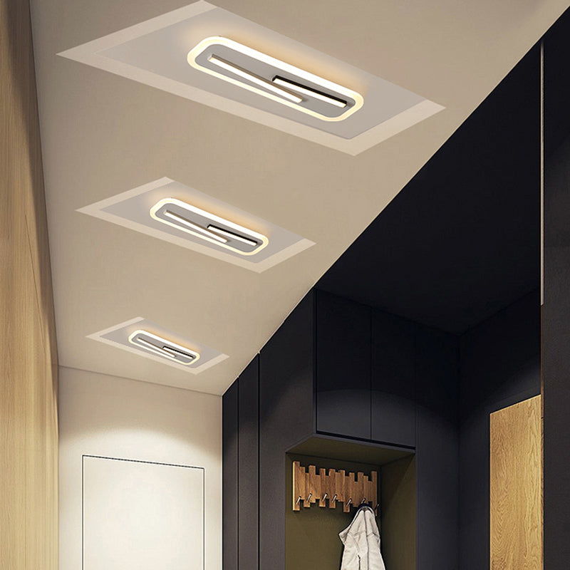 19.5’/23.5’ Wide Rectangle Ceiling Light Fixture: Acrylic Simple Style Black/White Led Flush