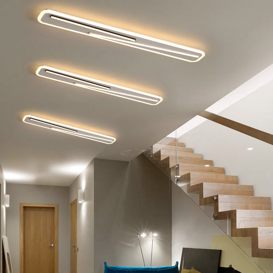 19.5’/23.5’ Wide Rectangle Ceiling Light Fixture: Acrylic Simple Style Black/White Led Flush