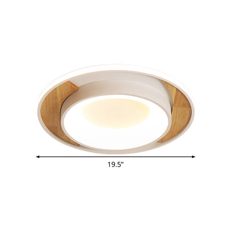 Modern White Acrylic Led Ceiling Light For Bedroom - 16/19.5 Wide Round Flush Mount