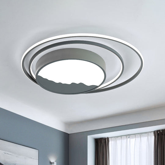 Macaron Grey/White Drum Acrylic Flush Mount Led Ceiling Light - 19.5’/23.5’ Wide Perfect For