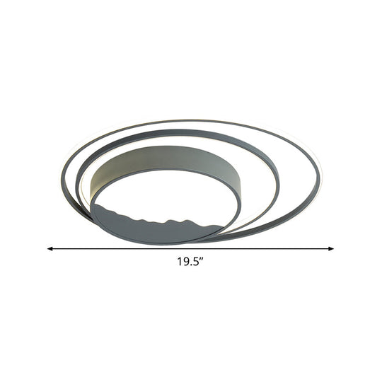 Macaron Grey/White Drum Acrylic Flush Mount Led Ceiling Light - 19.5’/23.5’ Wide Perfect For