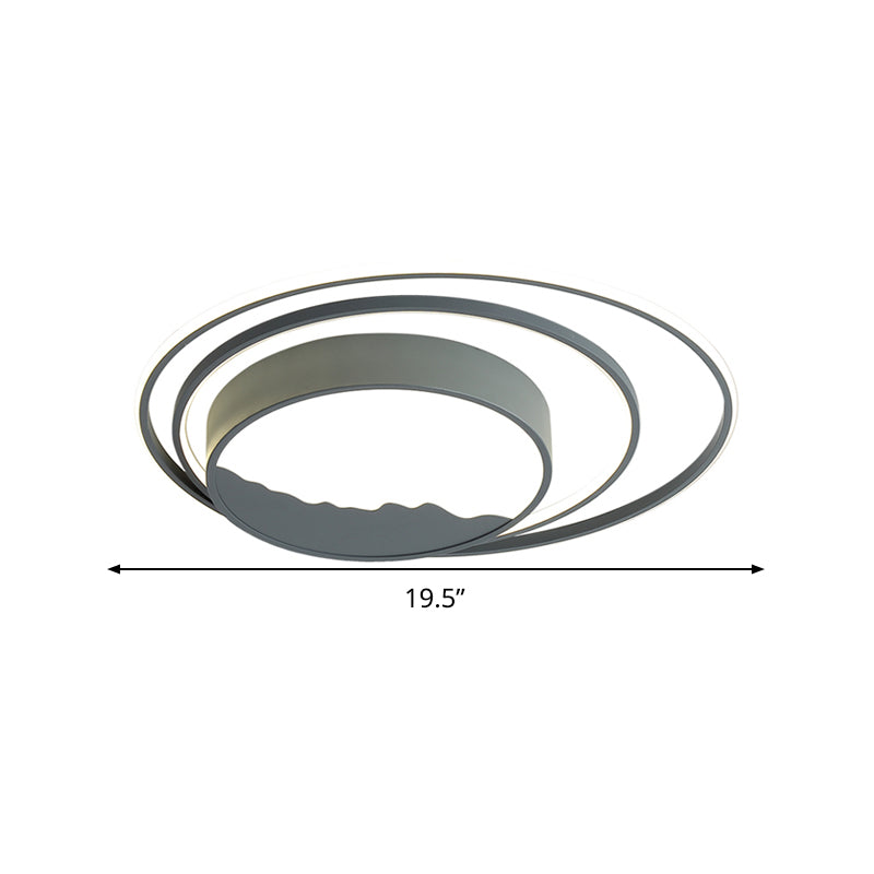 Macaron Grey/White Drum Acrylic Flush Mount Led Ceiling Light - 19.5/23.5 Wide Perfect For Bedrooms