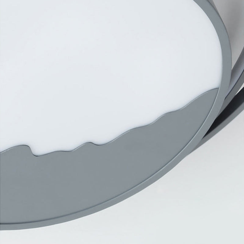 Macaron Grey/White Drum Acrylic Flush Mount Led Ceiling Light - 19.5/23.5 Wide Perfect For Bedrooms