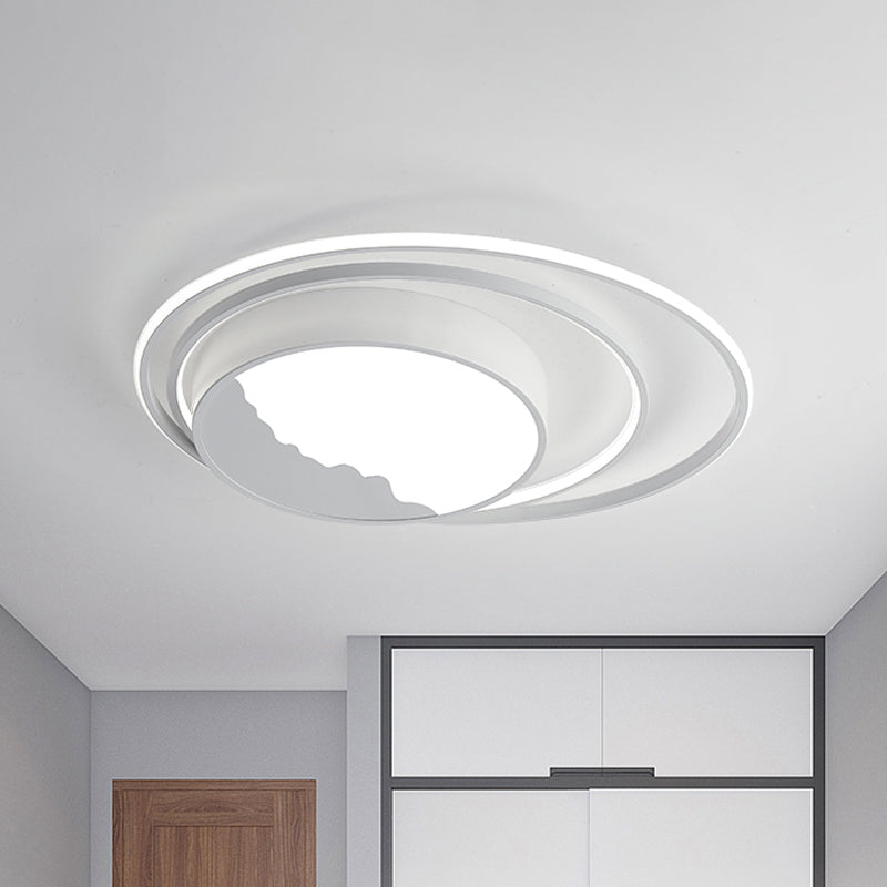 Macaron Grey/White Drum Acrylic Flush Mount Led Ceiling Light - 19.5’/23.5’ Wide Perfect For