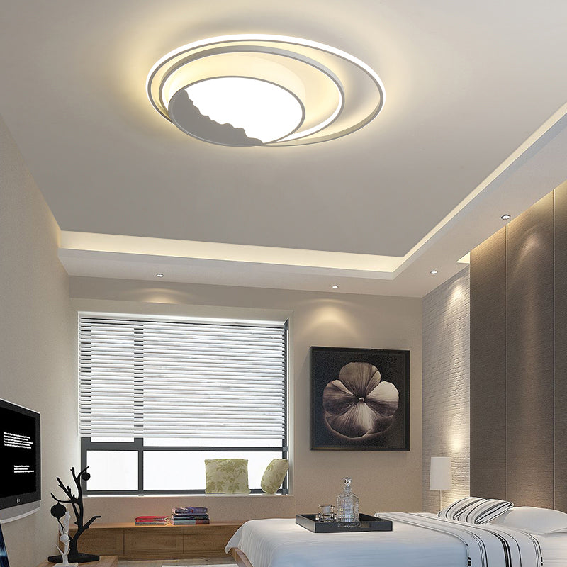 Macaron Grey/White Drum Acrylic Flush Mount Led Ceiling Light - 19.5/23.5 Wide Perfect For Bedrooms