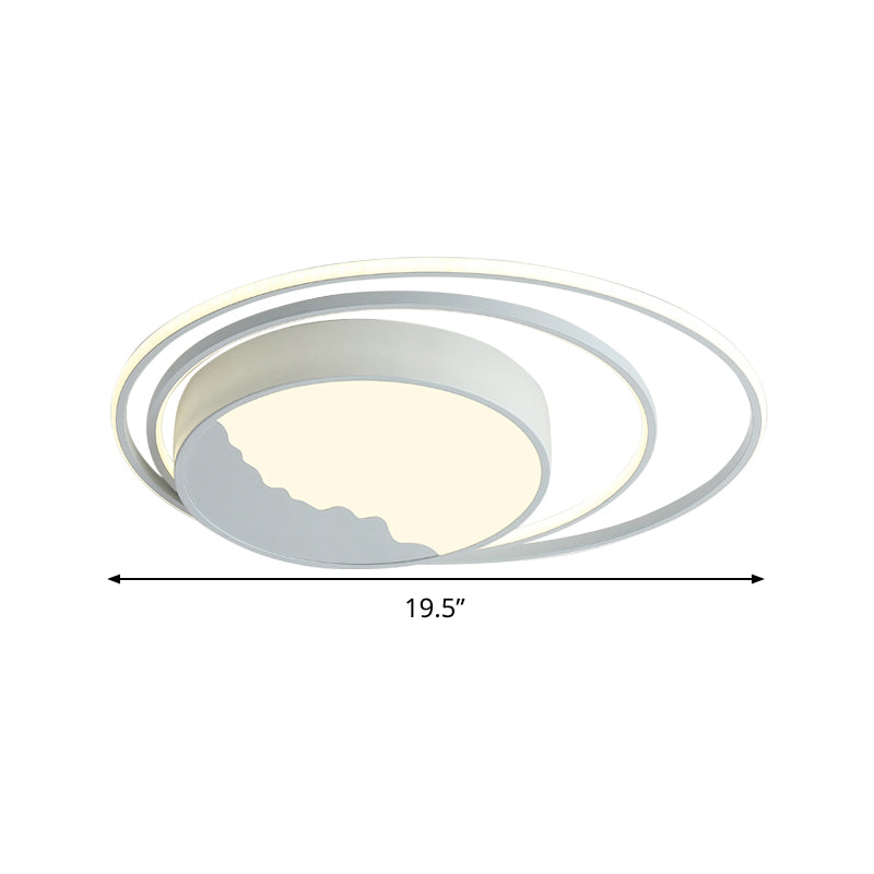 Macaron Grey/White Drum Acrylic Flush Mount Led Ceiling Light - 19.5/23.5 Wide Perfect For Bedrooms