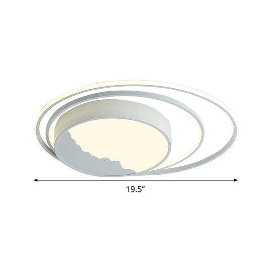 Macaron Grey/White Drum Acrylic Flush Mount Led Ceiling Light - 19.5/23.5 Wide Perfect For Bedrooms