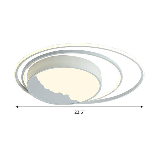 Macaron Grey/White Drum Acrylic Flush Mount Led Ceiling Light - 19.5/23.5 Wide Perfect For Bedrooms