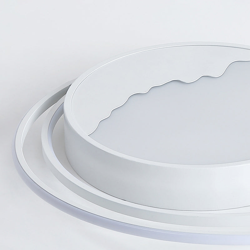 Macaron Grey/White Drum Acrylic Flush Mount Led Ceiling Light - 19.5’/23.5’ Wide Perfect For