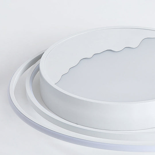 Macaron Grey/White Drum Acrylic Flush Mount Led Ceiling Light - 19.5/23.5 Wide Perfect For Bedrooms