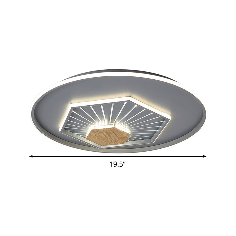 Modern Gray Hexagon Acrylic Led Flush Light Fixture 19.5’/23.5’ Wide - Warm/3 Color