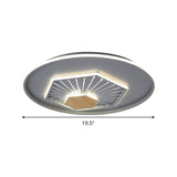 Modern Gray Hexagon Acrylic Led Flush Light Fixture 19.5/23.5 Wide - Warm/3 Color