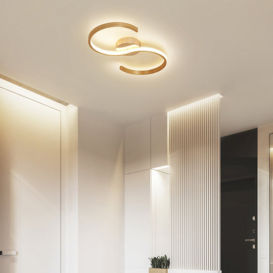 Modern Gold Acrylic Led Flush Mount Ceiling Light With Stepless Dimming & Remote Control -