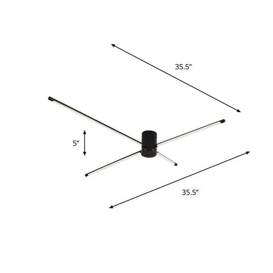 Modern Sputnik Acrylic Semi Mount Led Ceiling Light Fixture - 35.5’/39’ Width Black