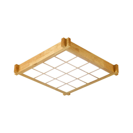 Chessboard Ceiling Flush Mount: Contemporary Natural Wood Led Light (16.5’/20.5’)