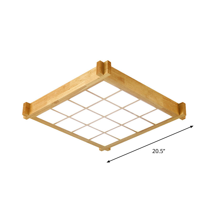 Chessboard Ceiling Flush Mount: Contemporary Natural Wood Led Light (16.5’/20.5’)