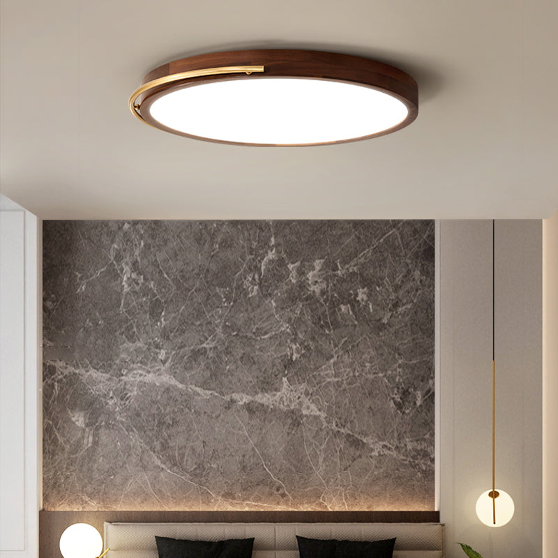 Brown Round Wooden Led Ceiling Light Fixture - 13’/17’ Diameter Flush Mount Lamp Kit