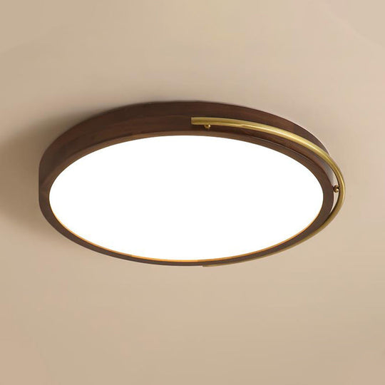 Brown Round Wooden Led Ceiling Light Fixture - 13’/17’ Diameter Flush Mount Lamp Kit