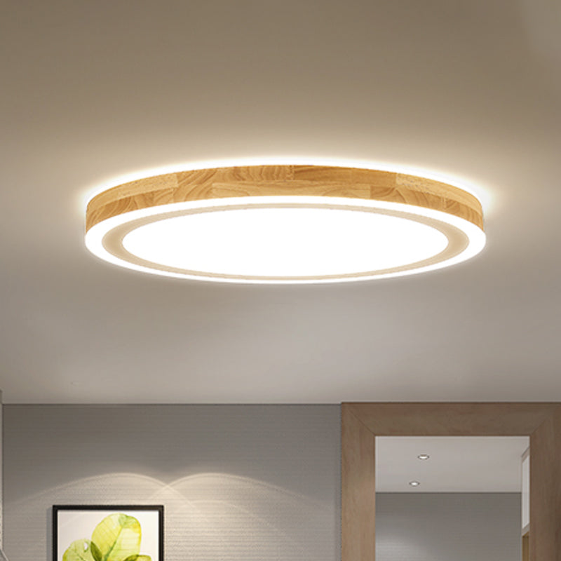 Nordic Style Natural Wood Led Flush Ceiling Lamp Kit - Super Thin & Round 12/15 Diameter Ideal For