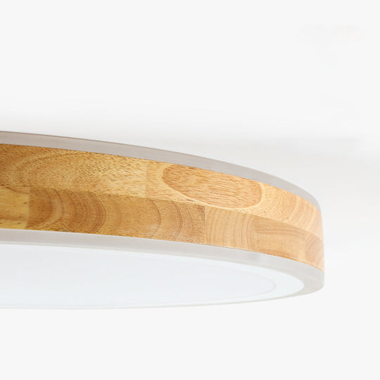 Nordic Style Natural Wood Led Flush Ceiling Lamp Kit - Super Thin & Round 12’/15’ Diameter