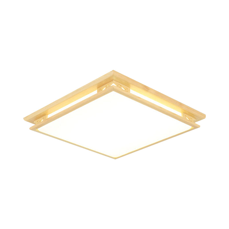 Led Ceiling Light Fixture: Modern Acrylic Shade With Wood Frame Warm/White 18’/21.5’ Wide