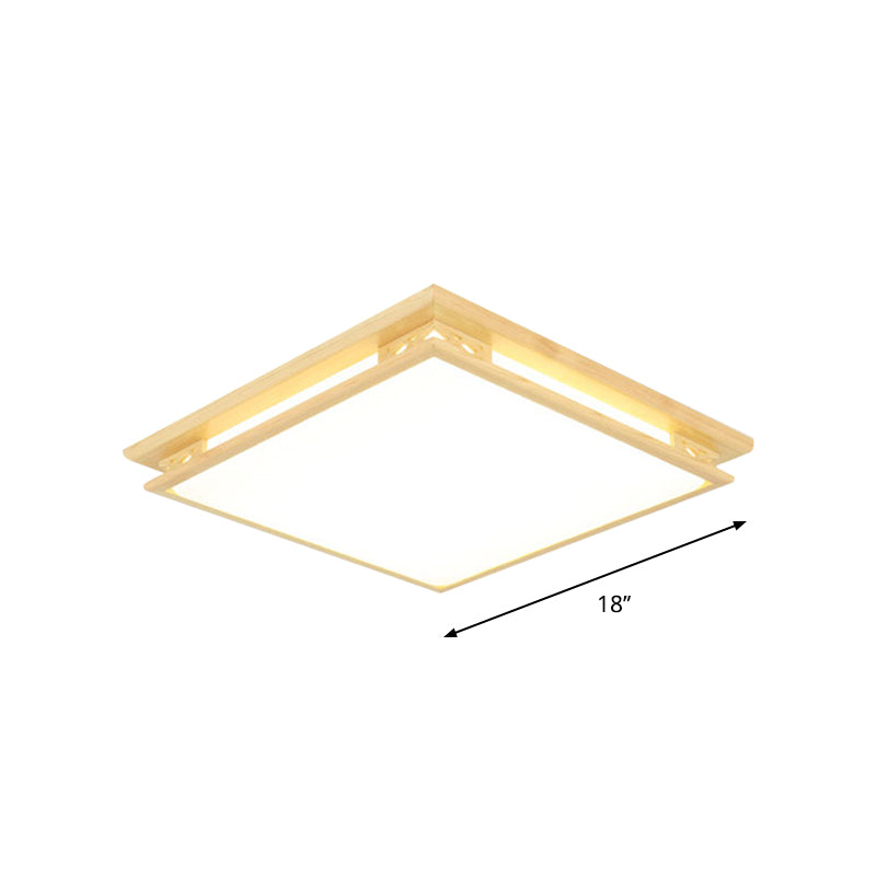 Led Ceiling Light Fixture: Modern Acrylic Shade With Wood Frame Warm/White 18/21.5 Wide