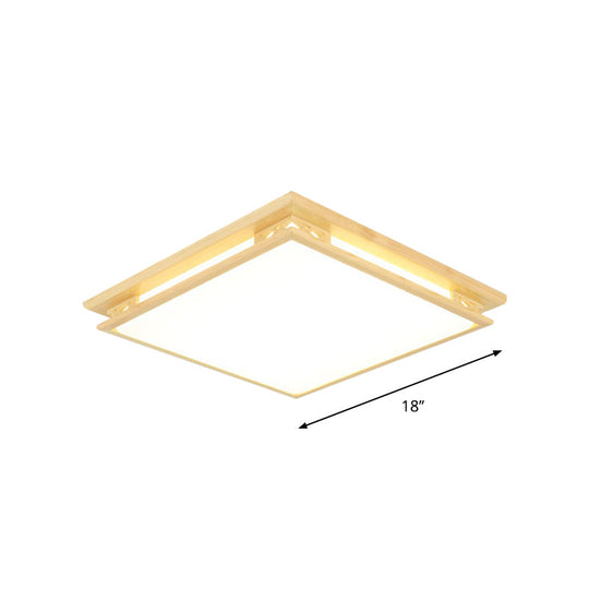 Led Ceiling Light Fixture: Modern Acrylic Shade With Wood Frame Warm/White 18/21.5 Wide