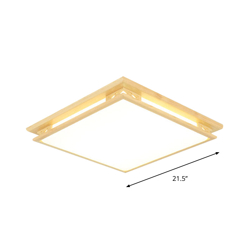 Led Ceiling Light Fixture: Modern Acrylic Shade With Wood Frame Warm/White 18/21.5 Wide