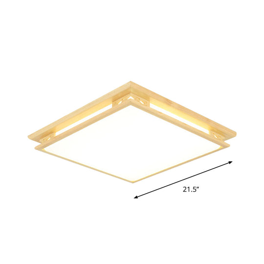 Led Ceiling Light Fixture: Modern Acrylic Shade With Wood Frame Warm/White 18/21.5 Wide