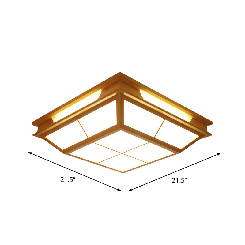 Beige Tapered Flush Light Led Natural Wood Ceiling Lamp In Warm/White - 18’/21.5’ W