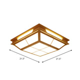 Beige Tapered Flush Light Led Natural Wood Ceiling Lamp In Warm/White - 18/21.5 W