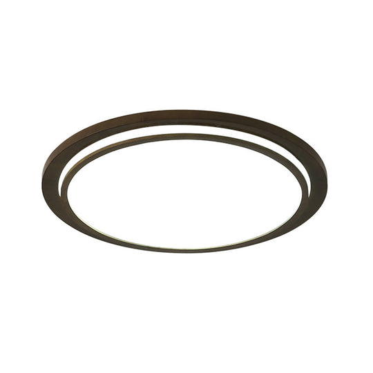 Modern Wood Drum Led Flush Light Fixture – Brown Ceiling Mounted Lamp In Warm/White/Natural