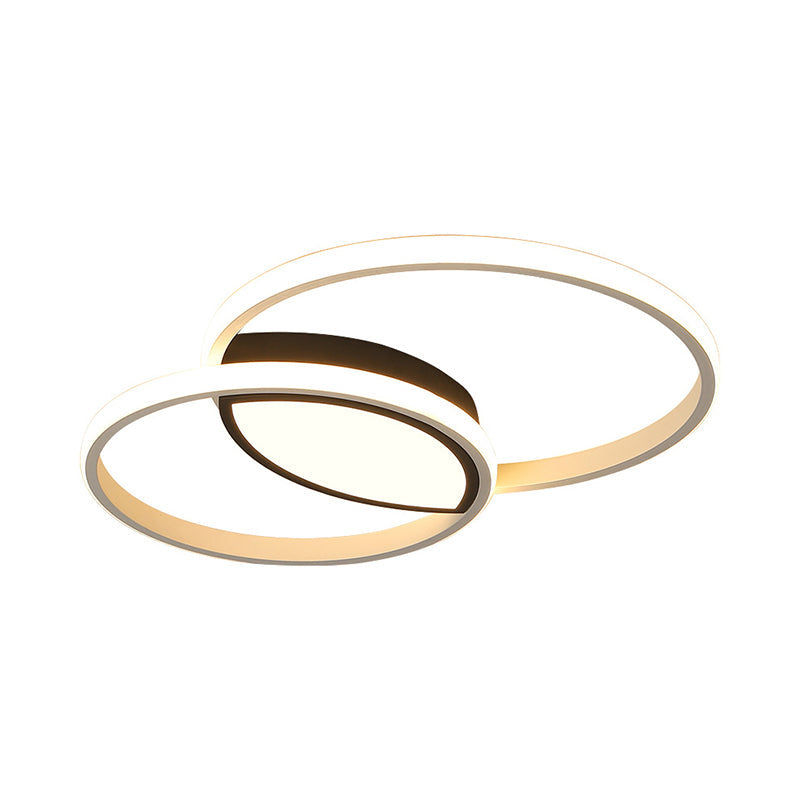 Modern Black And White Metal Ceiling Light With Led Flush Remote Dimming Control - 16’/19.5’ Wide