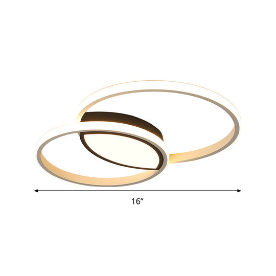 Modern Black And White Metal Ceiling Light With Led Flush Remote Dimming Control - 16/19.5 Wide