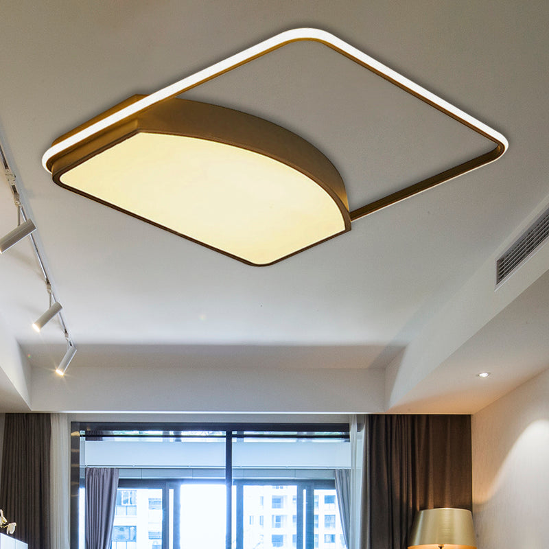 Contemporary Geometric Flush Light Fixture - 21.5/37.5 Wide Acrylic Black Led Ceiling Lamp / 21.5