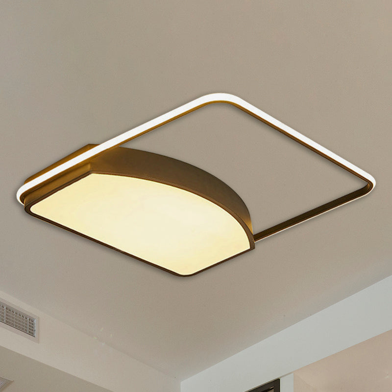 Contemporary Geometric Flush Light Fixture - 21.5/37.5 Wide Acrylic Black Led Ceiling Lamp