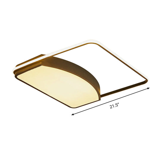 Contemporary Geometric Flush Light Fixture - 21.5’/37.5’ Wide Acrylic Black Led Ceiling Lamp