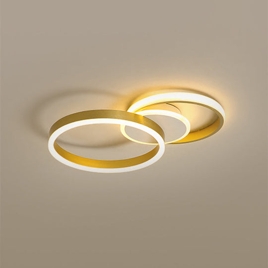 Gold Led Circle Flush Light: Contemporary Acrylic Ceiling Fixture With Warm/White Illumination /
