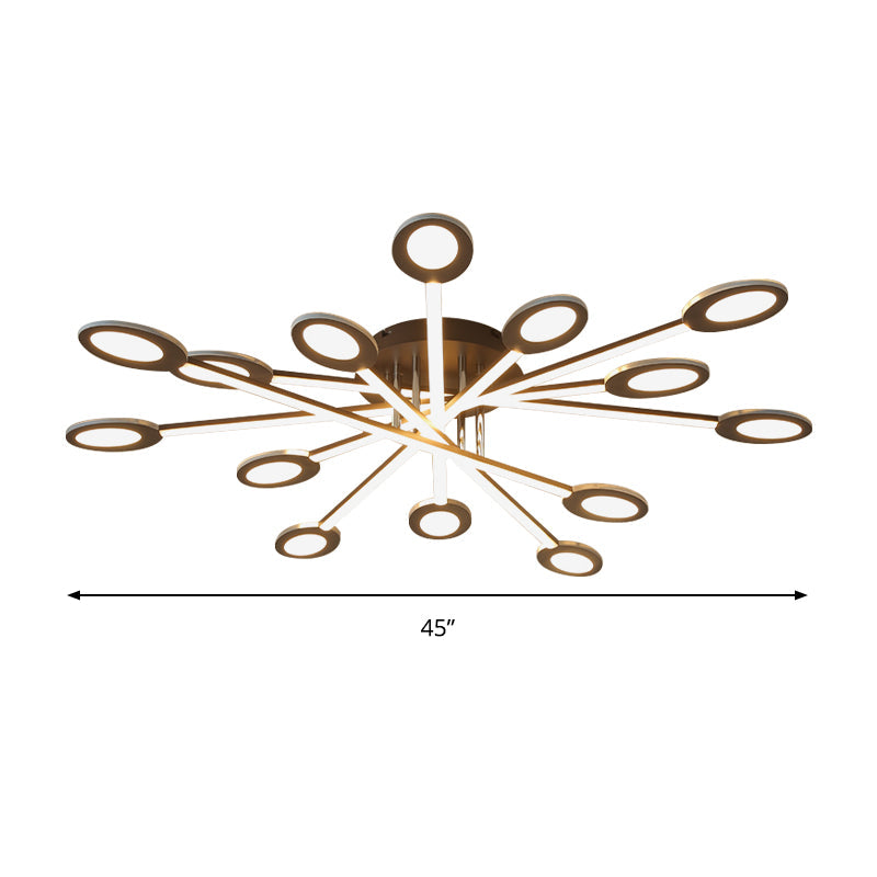 Starburst Led Semi Flush Ceiling Light In Warm/White Minimalistic Design Acrylic 31.5’/45’ Wide