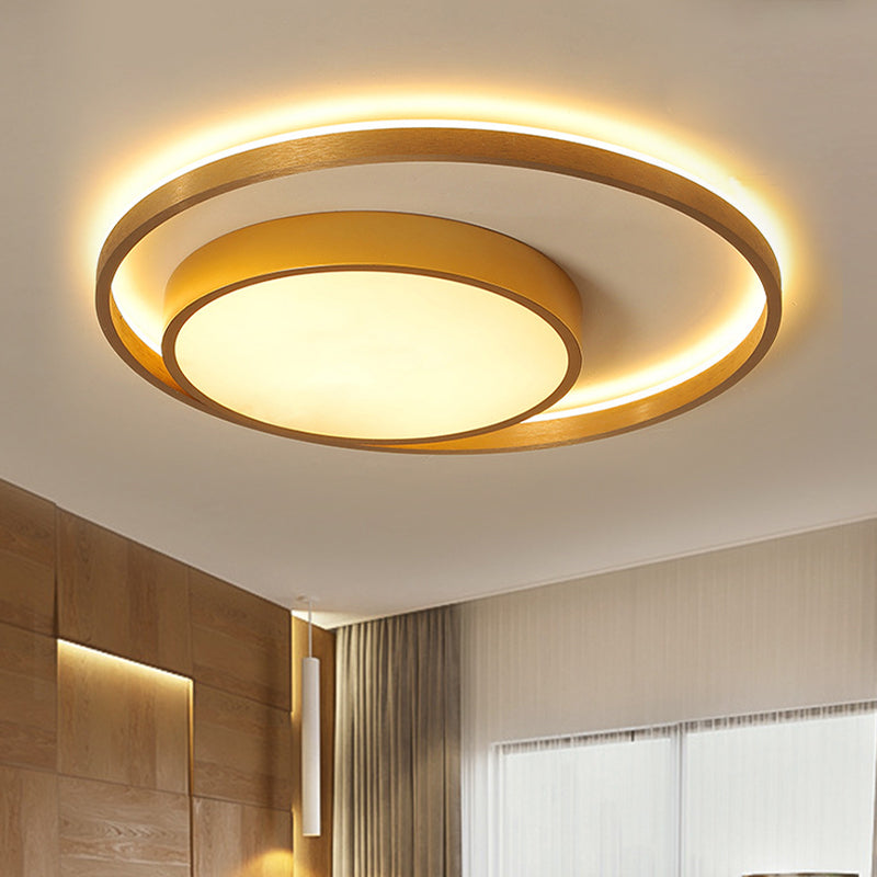 Postmodern Gold Metal Circular Ceiling Light Fixture - 16/23.5 Wide Led Flush In Warm/White