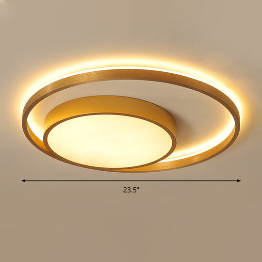 Postmodern Gold Metal Circular Ceiling Light Fixture - 16/23.5 Wide Led Flush In Warm/White