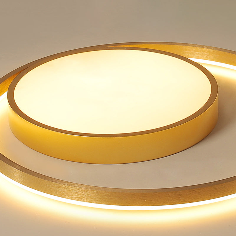 Postmodern Gold Metal Circular Ceiling Light Fixture - 16/23.5 Wide Led Flush In Warm/White