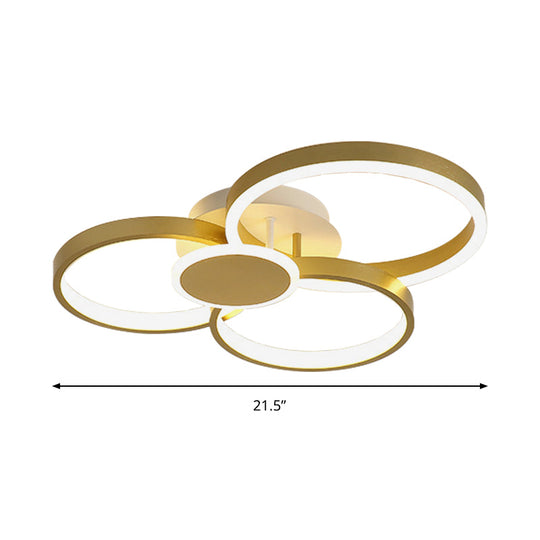 Modern Acrylic Led Gold Ceiling Light Fixture - Semi - Flush Mount Round Shape Warm/White