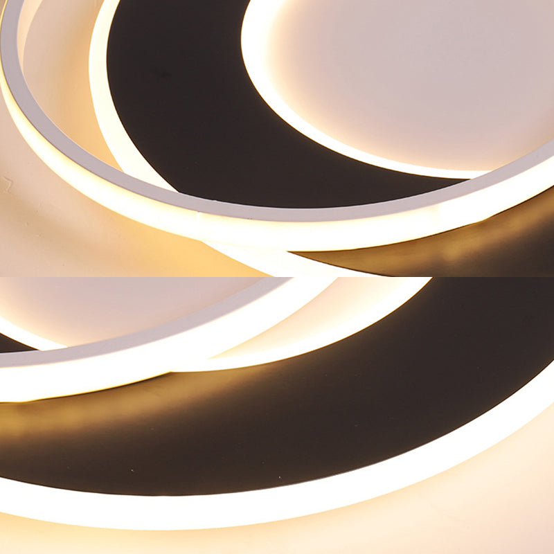 Modern Black Flush Mount Led Ceiling Light With Remote Control Dimming - 18’/22’ Wide Ring In
